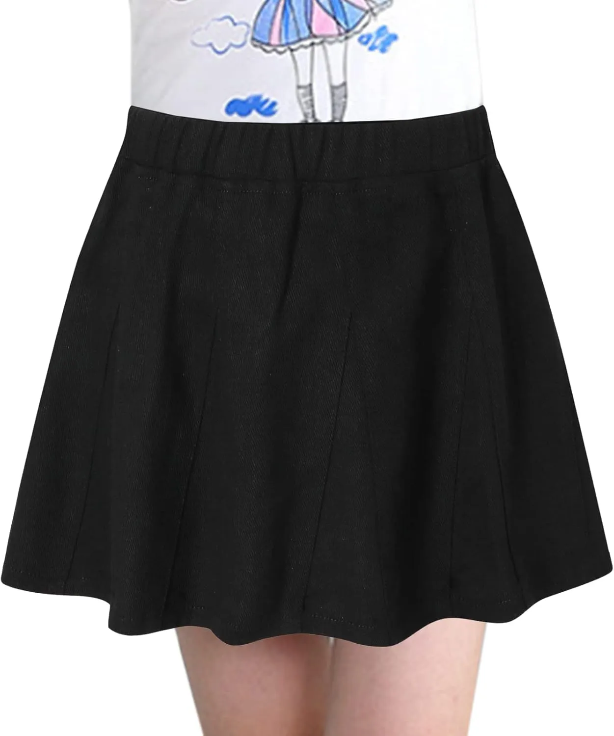 Umeyda Girls Skirts Casual Stretch Waist Denim Skirts A-line Ruffle Short Mini Jean for Kid