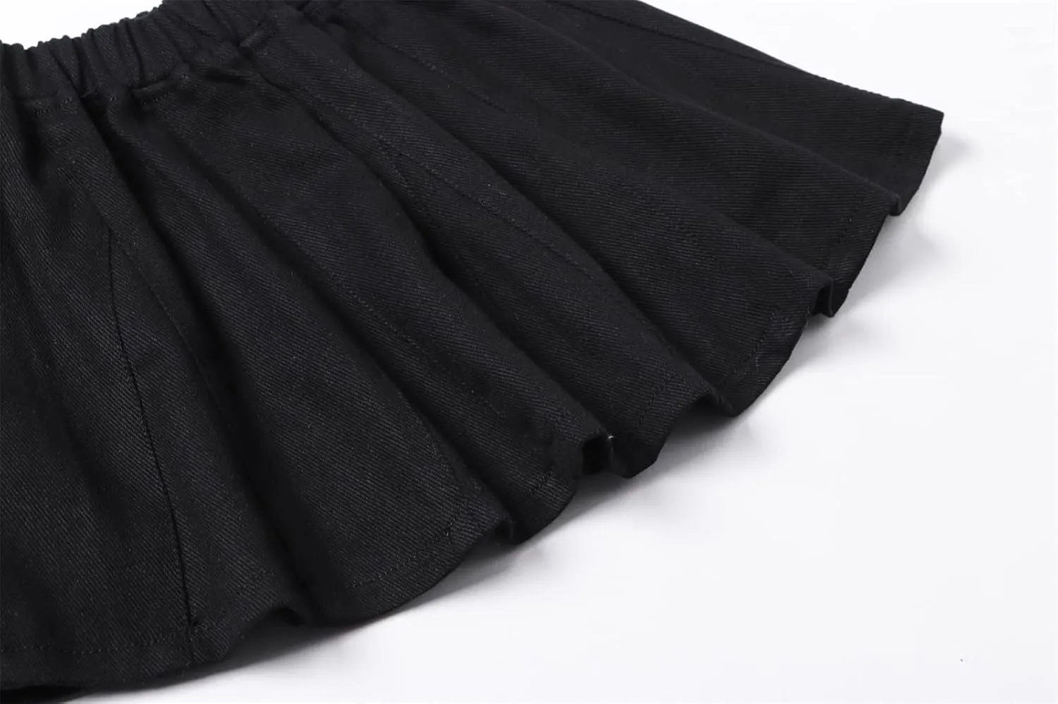 Umeyda Girls Skirts Casual Stretch Waist Denim Skirts A-line Ruffle Short Mini Jean for Kid