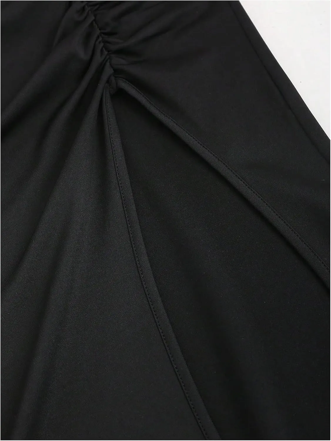 Verdusa Women's Ruched Side Split High Waist Bodycon Long Pencil Skirt