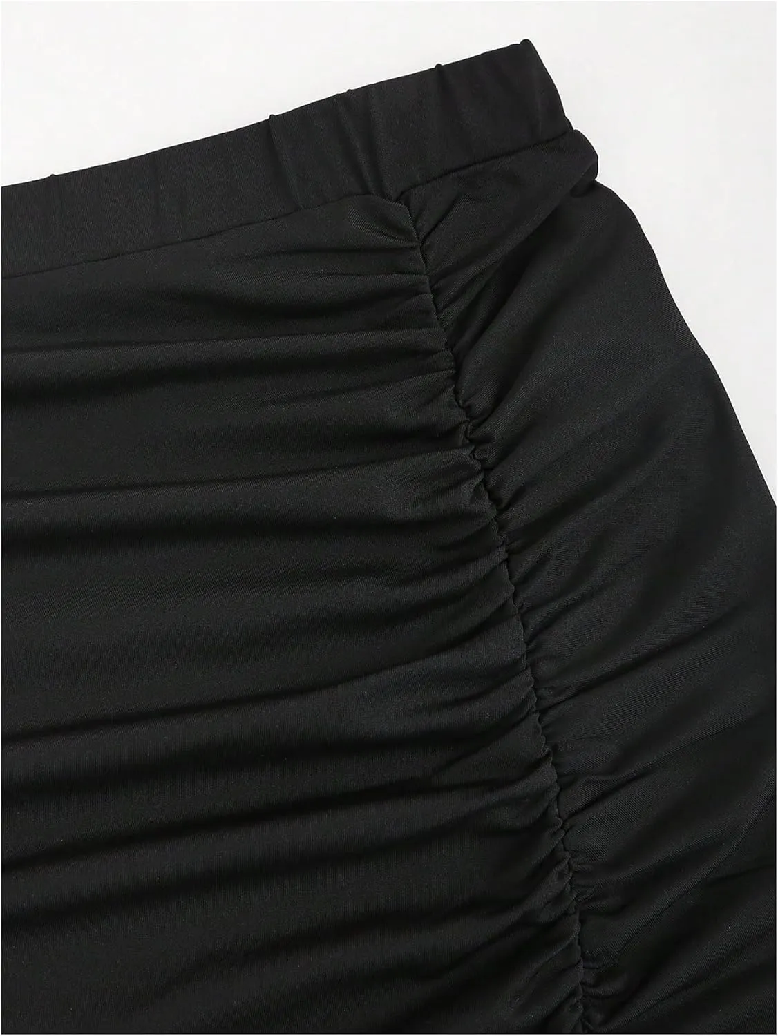 Verdusa Women's Ruched Side Split High Waist Bodycon Long Pencil Skirt