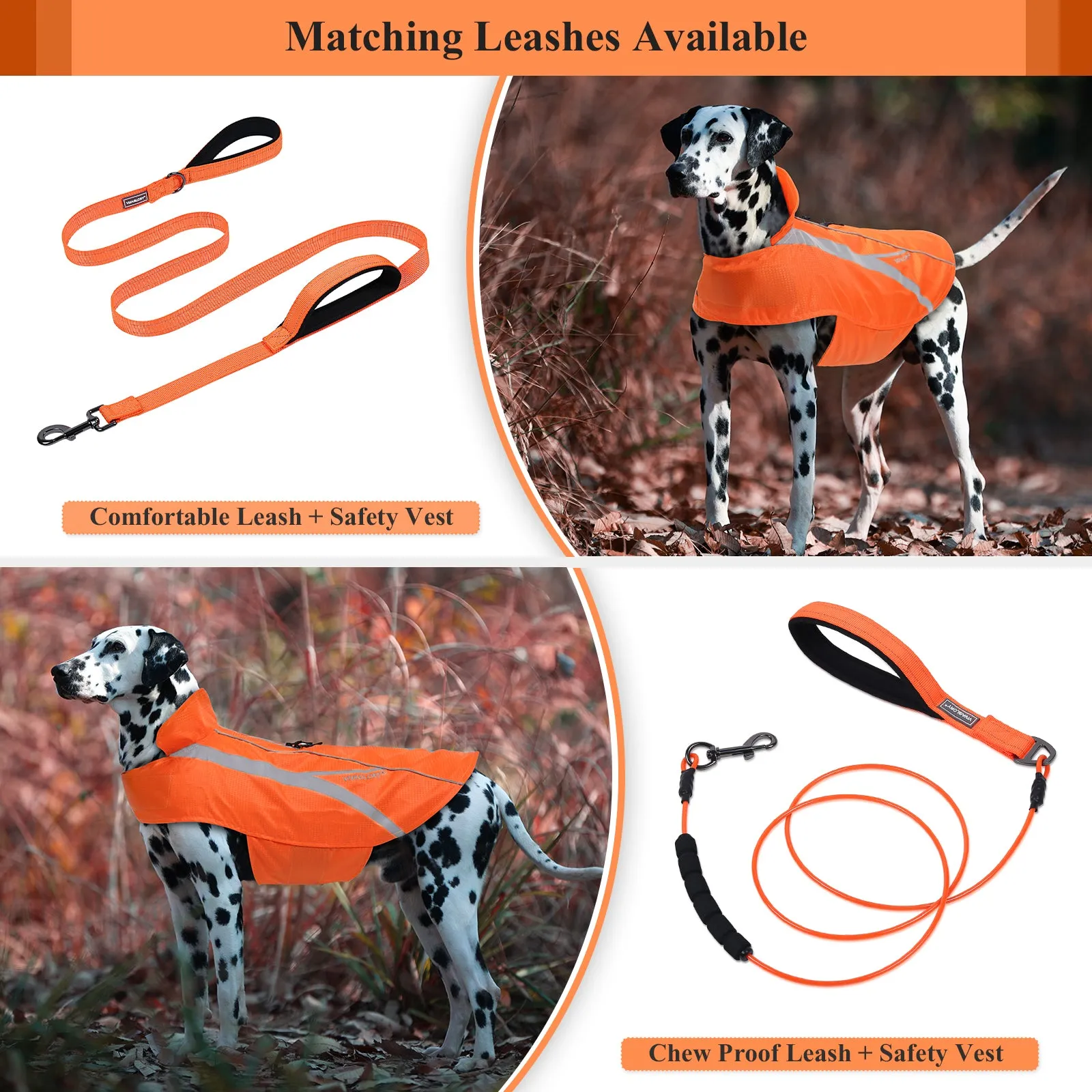 VIVAGLORY new Dog Safety Vests, Reflective Dog Wind Breaker Jackets, Water-Resistant & Lightweight Coats