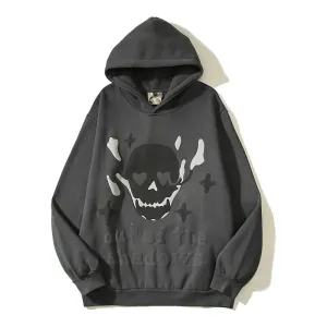 Wiaofellas Y2K Streetwear Vintage Flame Skeleton Broken Planet Foam Hooded Hoodies Unisex Stranger Things Pullover Fleece Men's Sweatshirts