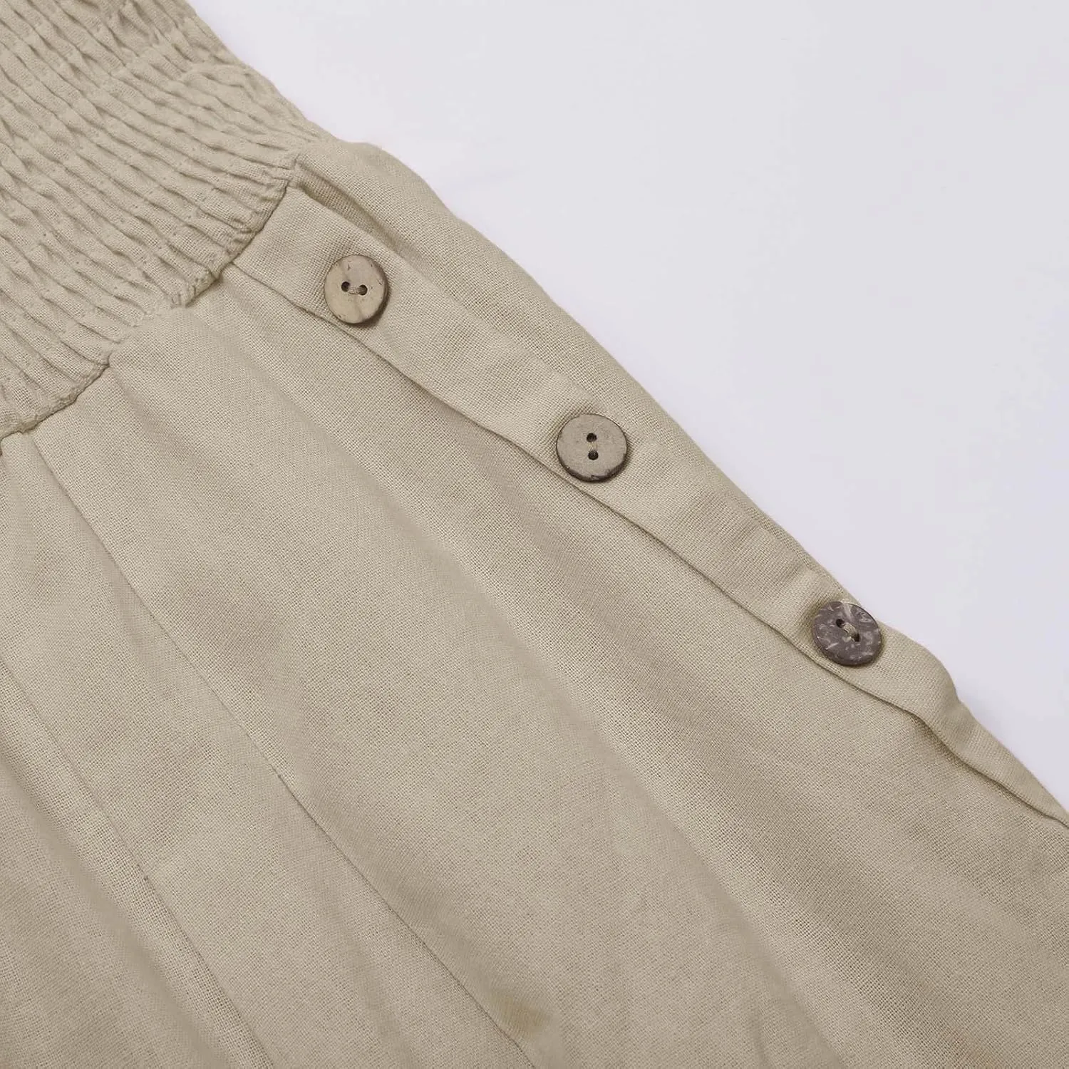 Women Cotton Linen Summer Boho Pants High Waist Straight Slim-Fit Pant Trousers Work Business