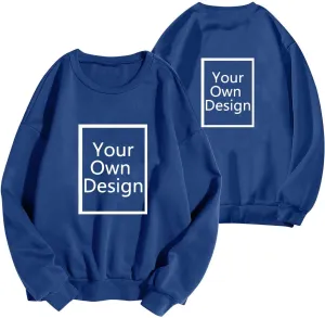 Women Custom Sweatshirts Long Sleeve Shirts Fleece Crewneck Tops, Your Own Design, Add Text/Photo/Image/Logo