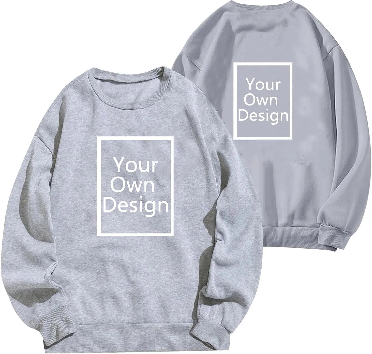 Women Custom Sweatshirts Long Sleeve Shirts Fleece Crewneck Tops, Your Own Design, Add Text/Photo/Image/Logo