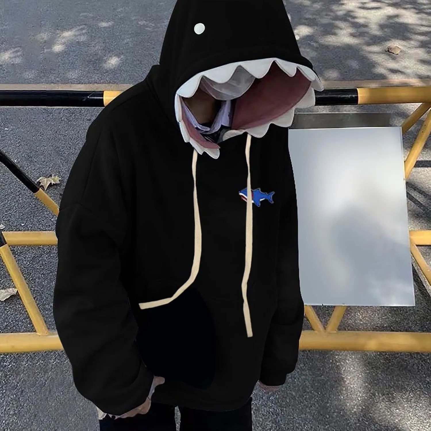 Women Cute Shark Hood Sweatshirts Y2k Coquettish Hoodies Oversized Long Sleeve Drawstring Pullover Tops
