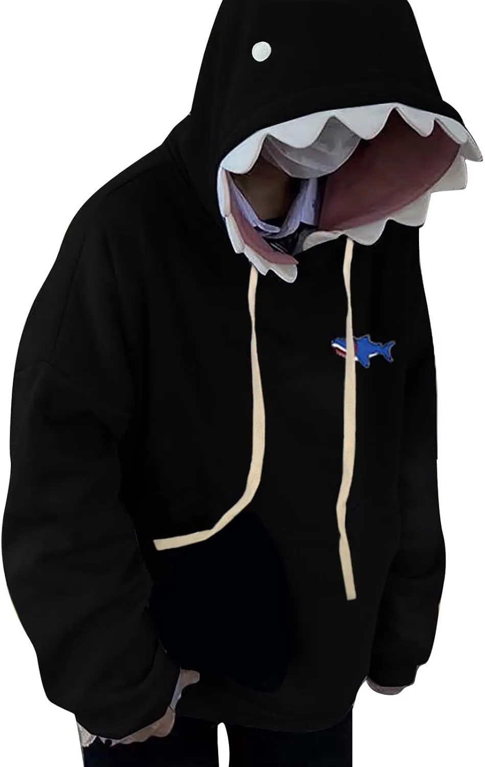 Women Cute Shark Hood Sweatshirts Y2k Coquettish Hoodies Oversized Long Sleeve Drawstring Pullover Tops