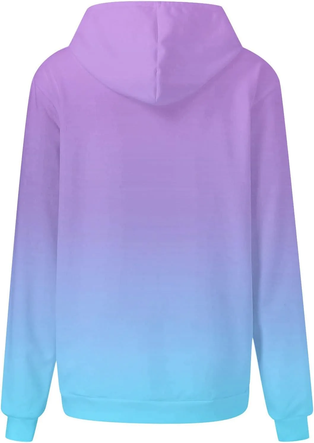 Women Hooded Sweatshirts Gradient Graphic Oversized Pullover Drawstraing Long Sleeve Trendy Sweater Tops with Pocket