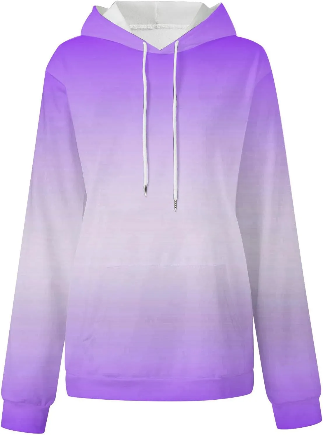 Women Hooded Sweatshirts Gradient Graphic Oversized Pullover Drawstraing Long Sleeve Trendy Sweater Tops with Pocket
