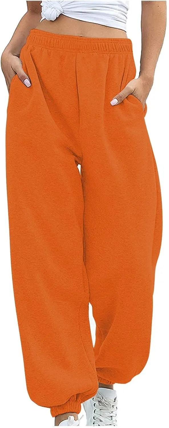 Women Joggers with Pockets High Waist Stretchy Sports Gym Training Pants Baggy Oversized Harem Sweatpants Trousers