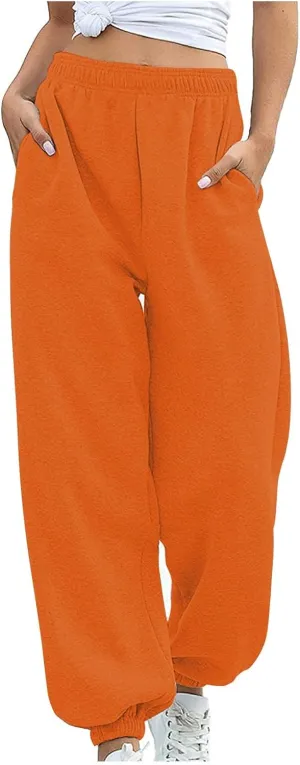 Women Joggers with Pockets High Waist Stretchy Sports Gym Training Pants Baggy Oversized Harem Sweatpants Trousers