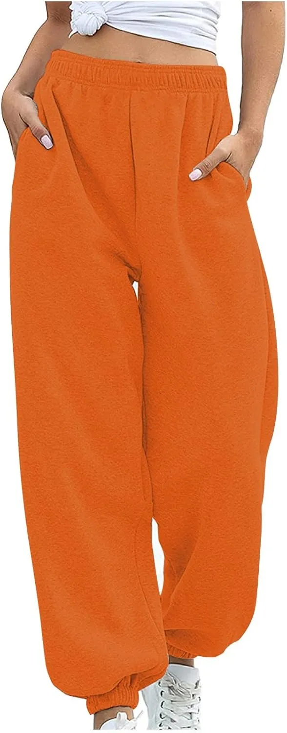 Women Joggers with Pockets High Waist Stretchy Sports Gym Training Pants Baggy Oversized Harem Sweatpants Trousers
