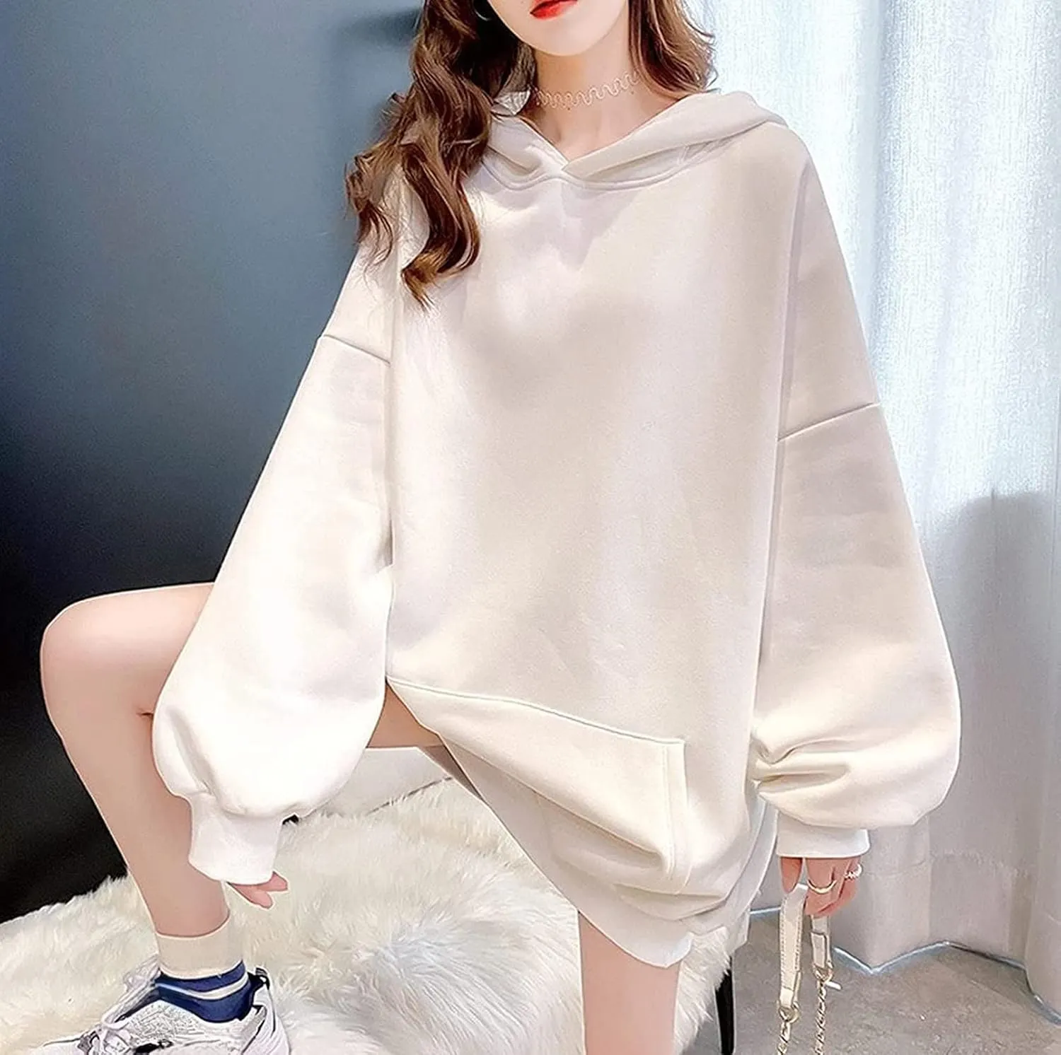 Women Kawaii Bunny Ear Hoodie Rabbit Aesthetic Cute Oversized Japanese Hooded Sweatshirt Long Sleeve Top Fall Winter