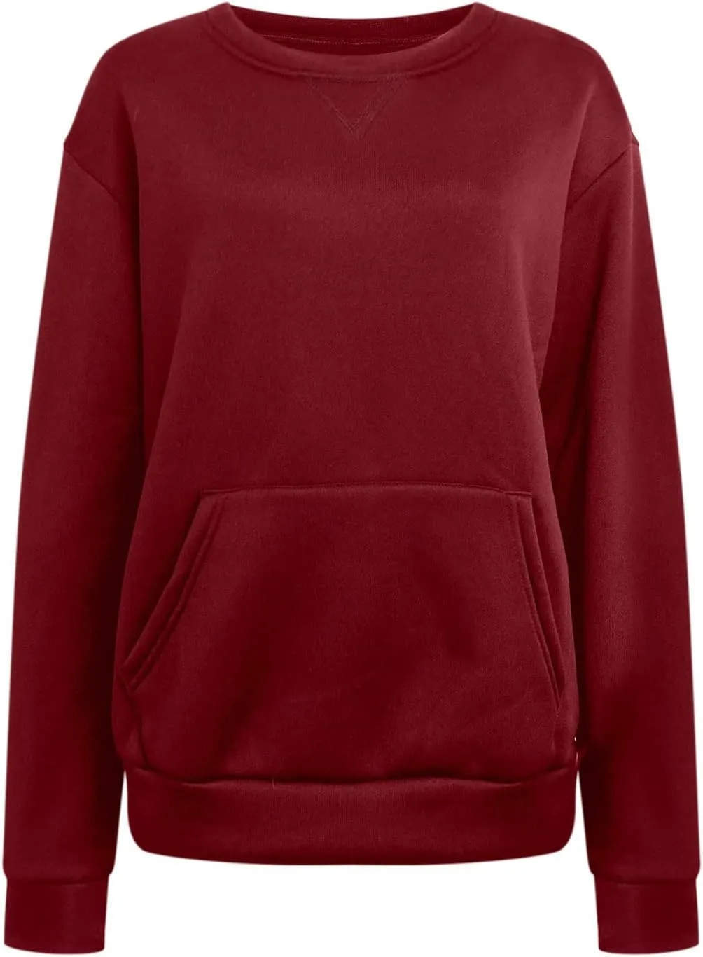 Women Solid Colors Crewneck Sweatshirts Long Sleeve Pullover Tops No Hood Cute Sweatshirt Comfort Sweaters 2024