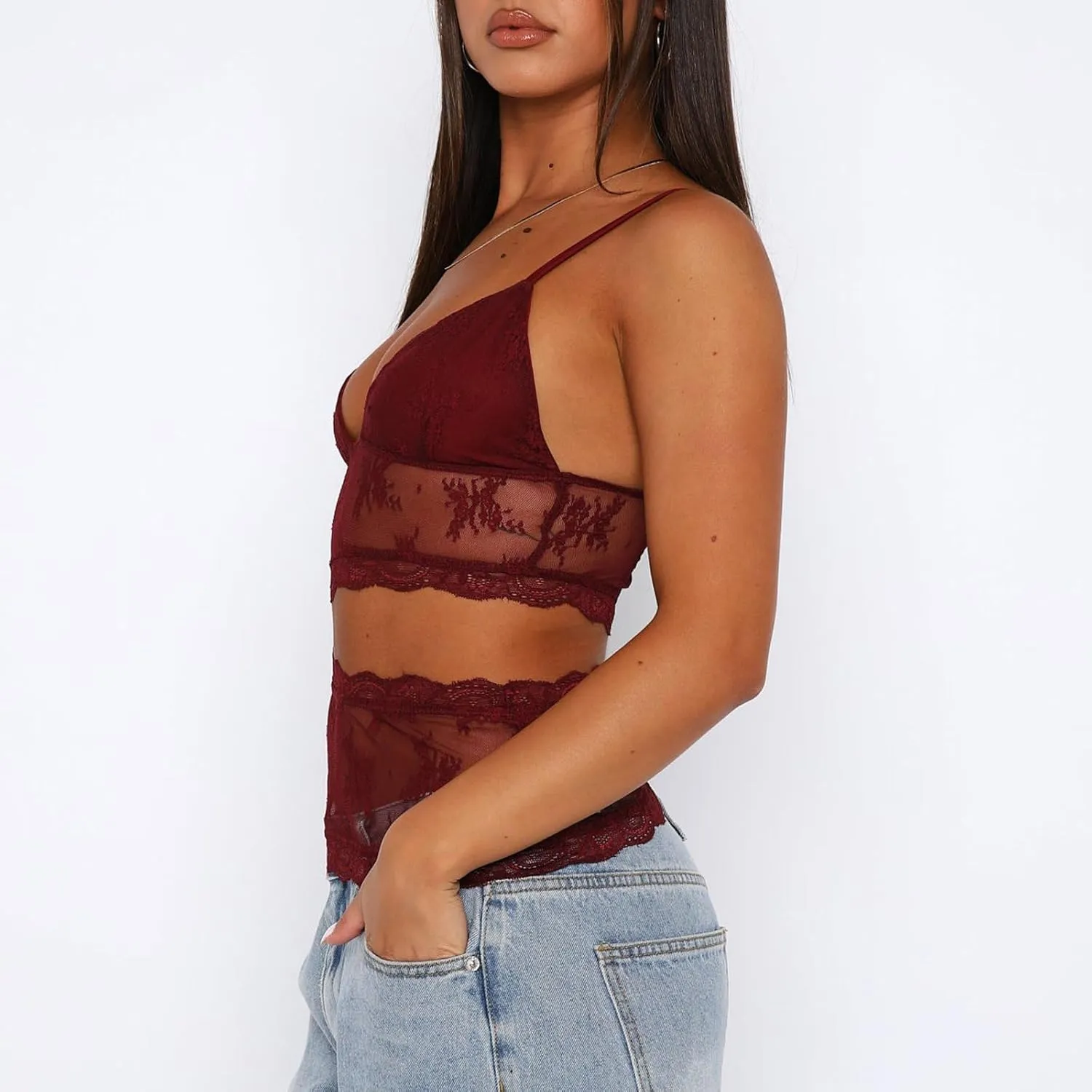 Women Y2k Cami Tank Tops Lace Plaid Tank Top V Neck Spaghetti Strap Floral Print Going Out Camisoles