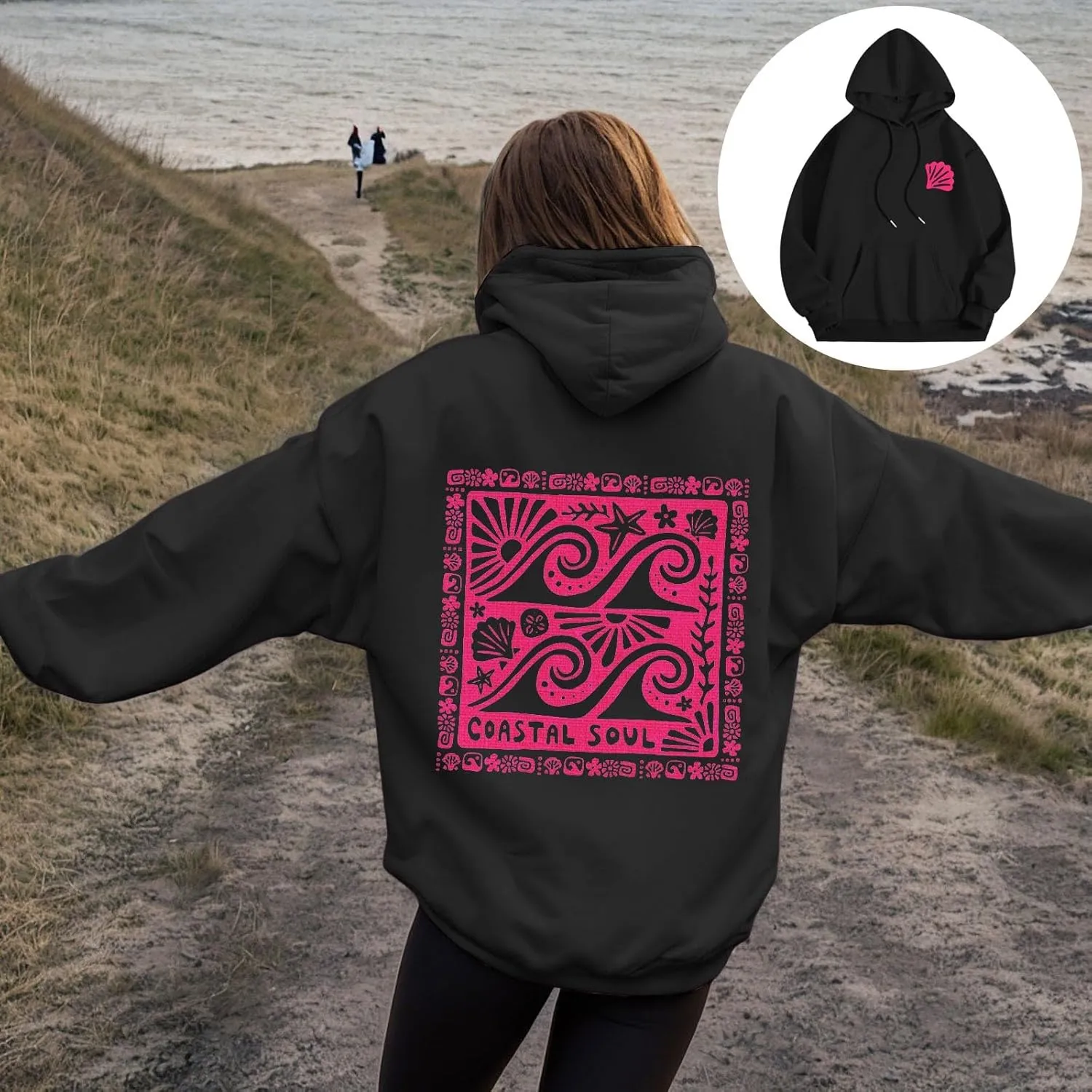 Women Y2k Graphic Hoodies Cute Preppy Embroidery Hibiscus Hoodie Flower Pullover Oversized Sweatshirts Teen Clothes