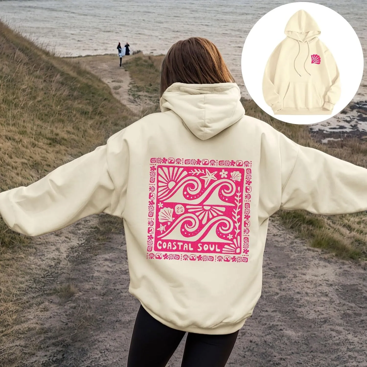 Women Y2k Graphic Hoodies Cute Preppy Embroidery Hibiscus Hoodie Flower Pullover Oversized Sweatshirts Teen Clothes