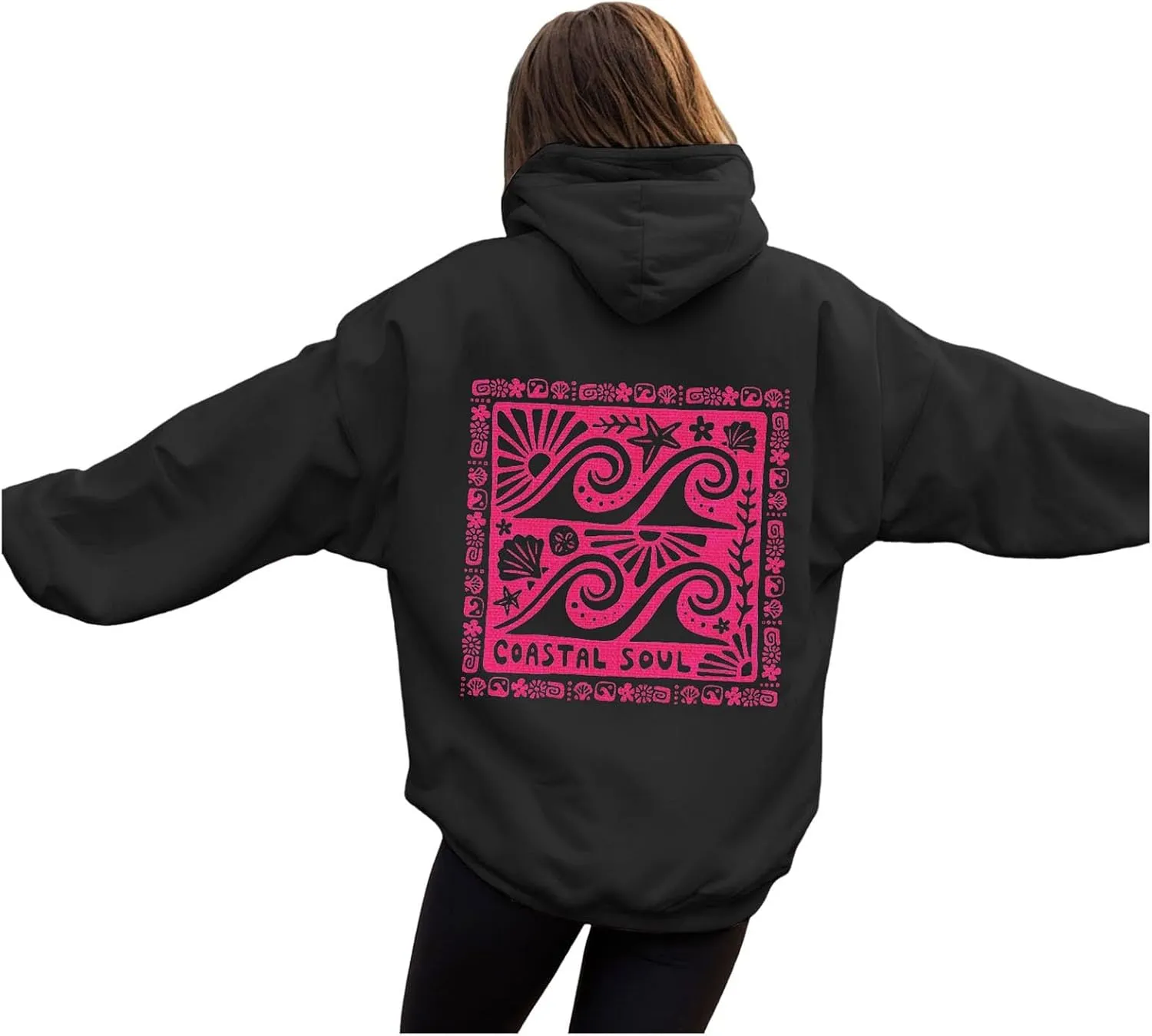 Women Y2k Graphic Hoodies Cute Preppy Embroidery Hibiscus Hoodie Flower Pullover Oversized Sweatshirts Teen Clothes