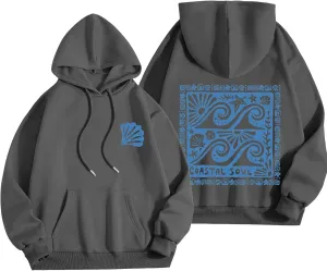 Women Y2k Graphic Hoodies Cute Preppy Embroidery Hibiscus Hoodie Flower Pullover Oversized Sweatshirts Teen Clothes