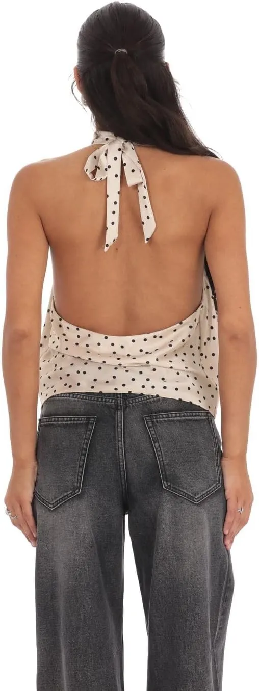 Women Y2k Halter Tank Top Floral Print Summer Going Out Crop Tops Sexy Open Back Boho Beach Camisoles