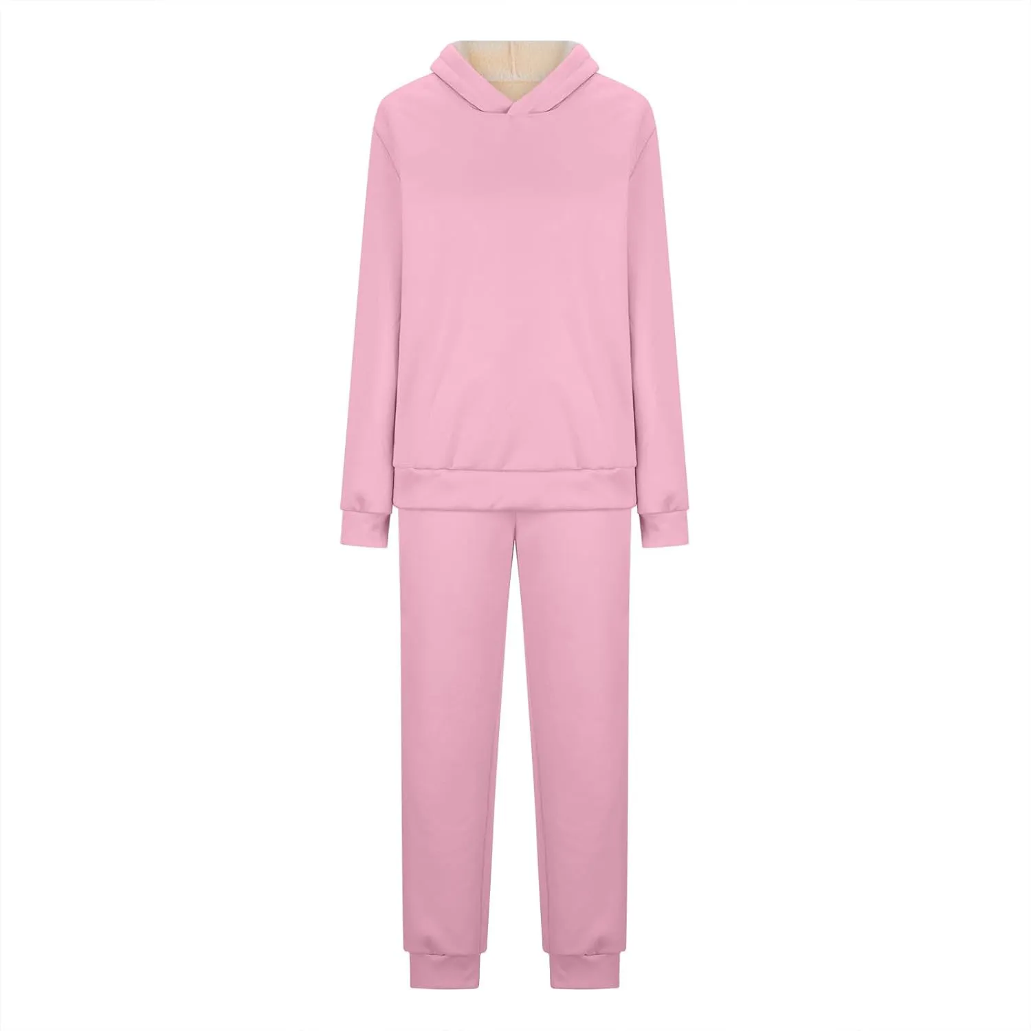 Womens 2 Piece Outfits Fleece Lined Hoodie Sweatsuit Sets Oversized Sweatshirt Warm Sweatshirts and Pants Sets