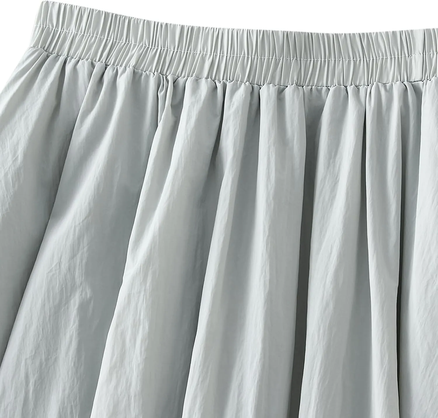 Women's Bubble Long Skirts Elegant Elastic Waist Balloon Ruffle Solid Color A-Line Casual Flowy Beach Puff Skirts
