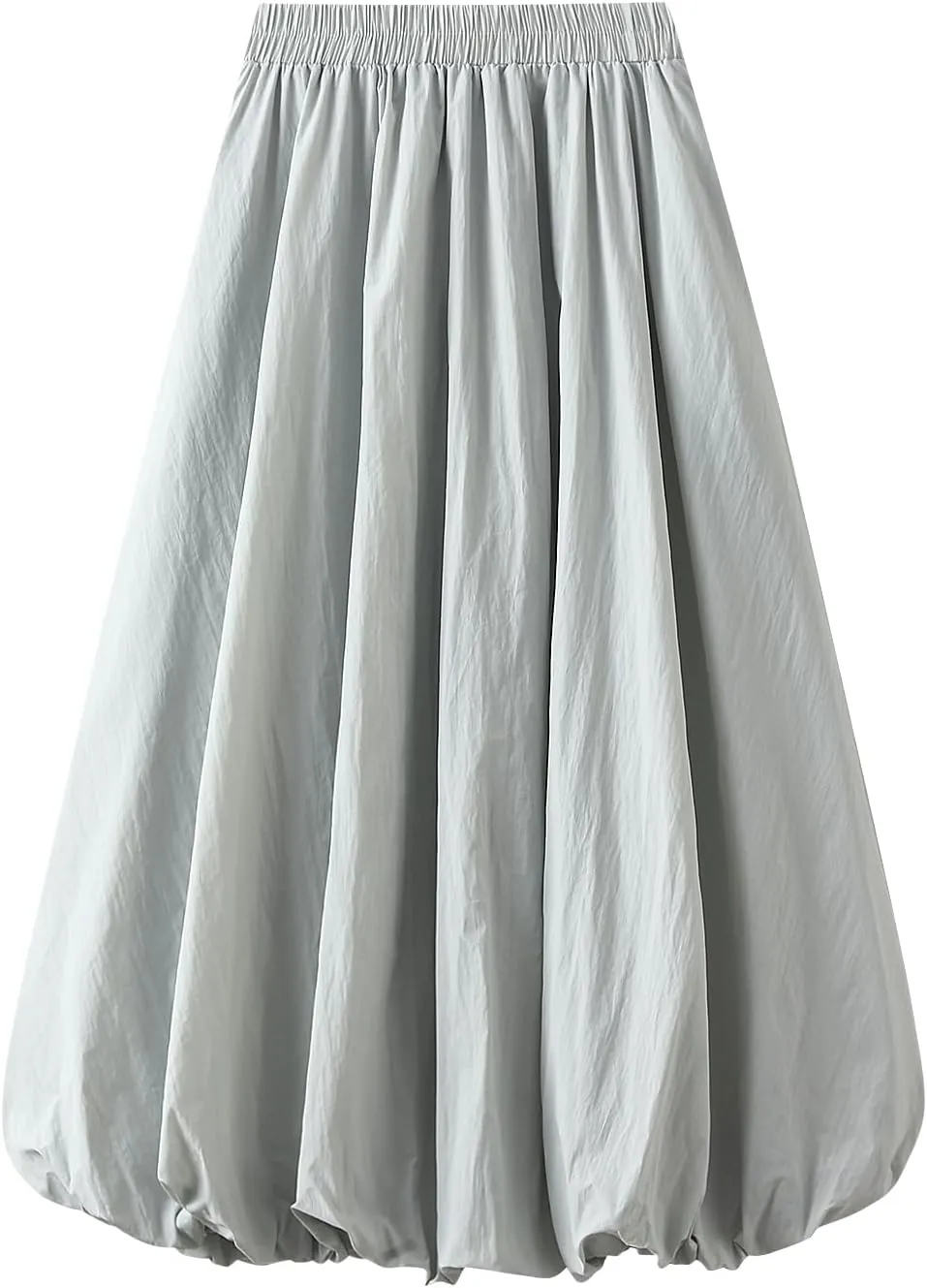 Women's Bubble Long Skirts Elegant Elastic Waist Balloon Ruffle Solid Color A-Line Casual Flowy Beach Puff Skirts