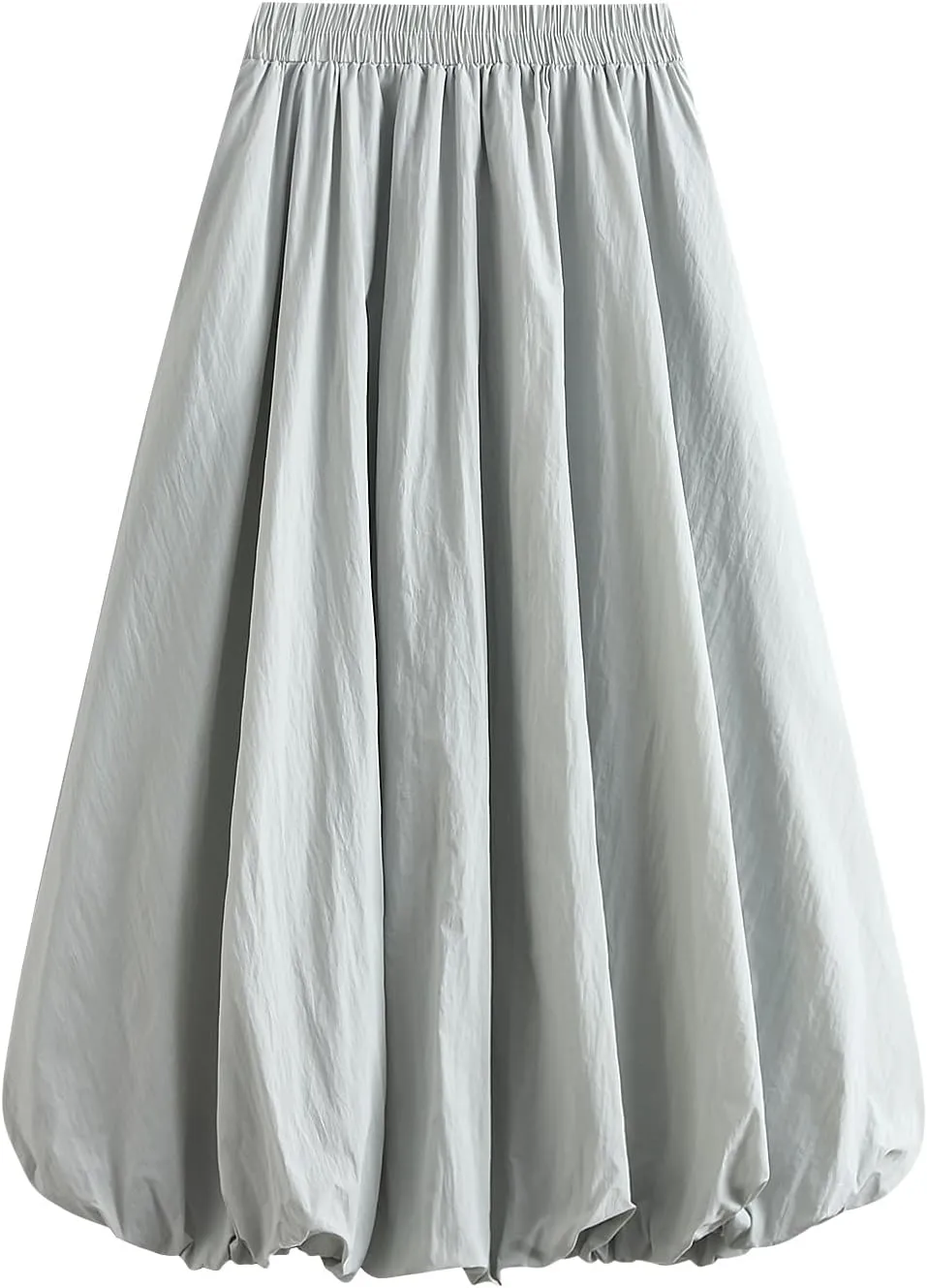 Women's Bubble Long Skirts Elegant Elastic Waist Balloon Ruffle Solid Color A-Line Casual Flowy Beach Puff Skirts