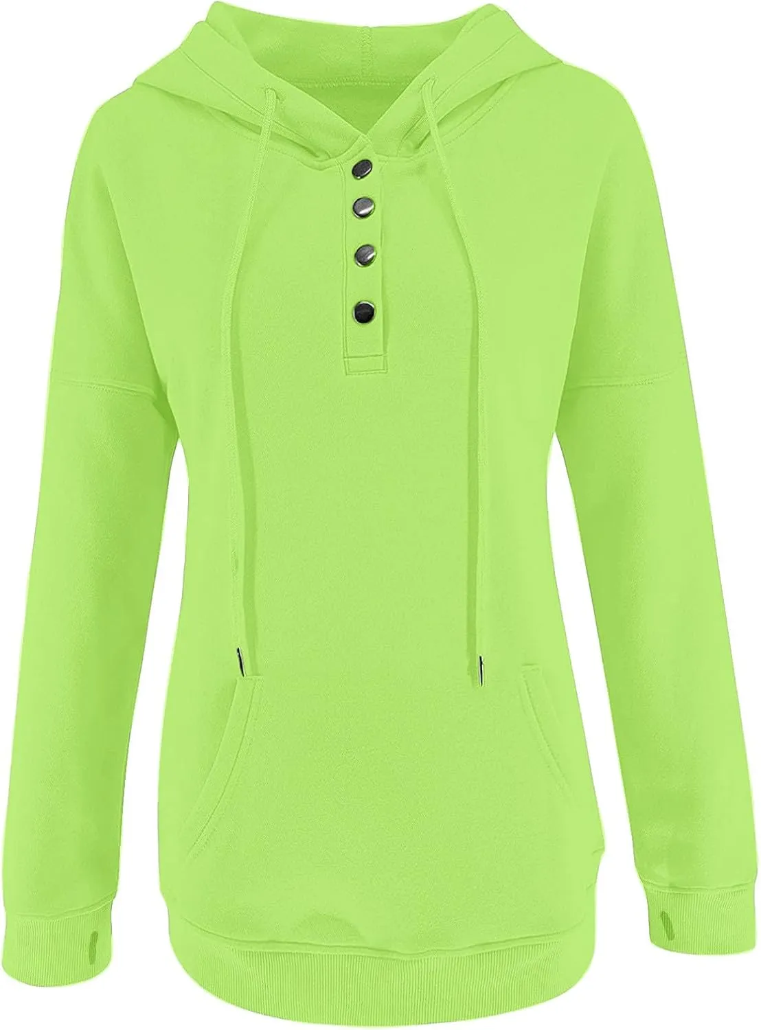 Womens Casual Button Down Hoodies Drawstring Long Sleeve Pullover Hooded Sweatshirt Fall Outfits Clothes Thumb Hole