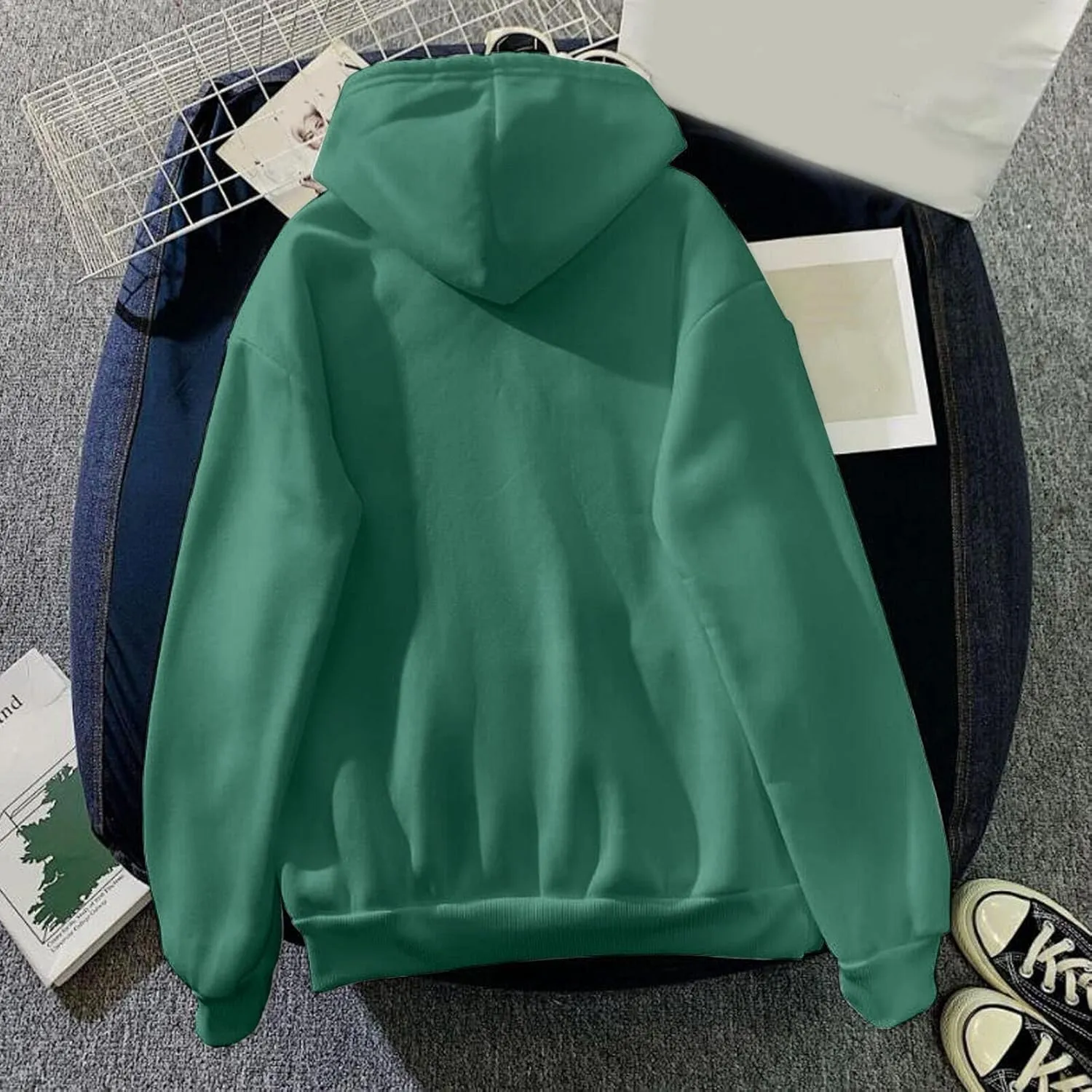 Womens Fashion Hoodies Sweatshirt Blouse Pullover Solid Color Hooded Long Sleeve Shirts Loose Fit Sweatshirt Tops