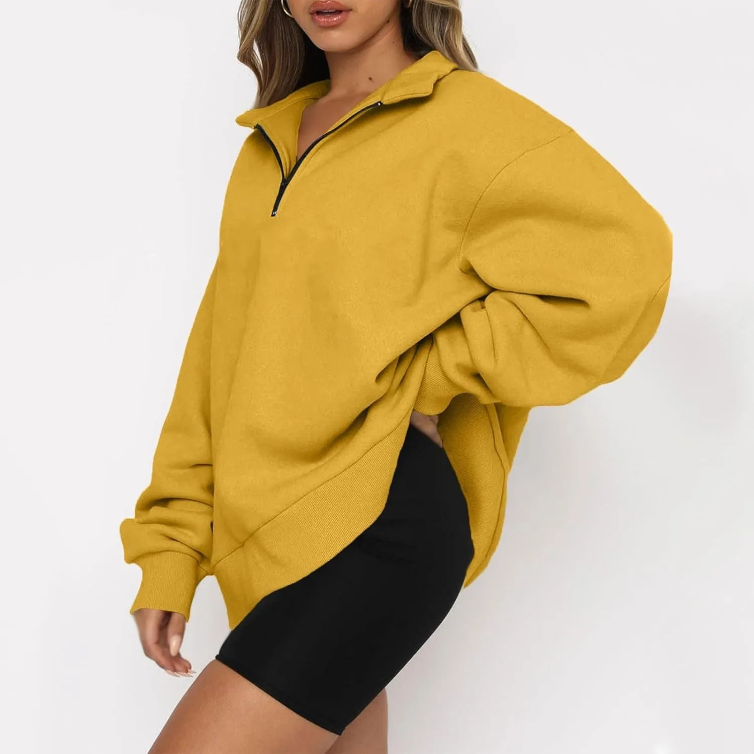 Womens Half Zip Pullover Oversized Sweatshirts Hoodies Fall Fashion Outfits 2024 Y2k Clothes