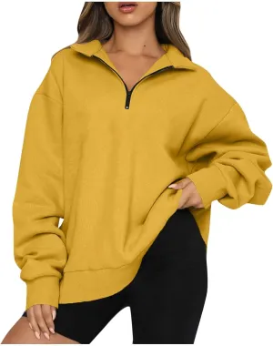 Womens Half Zip Pullover Oversized Sweatshirts Hoodies Fall Fashion Outfits 2024 Y2k Clothes