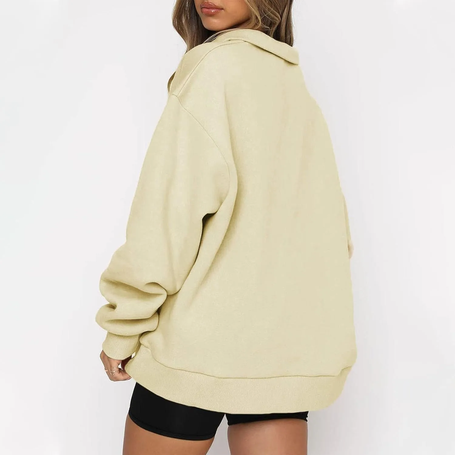 Womens Half Zip Pullover Oversized Sweatshirts Hoodies Fall Fashion Outfits 2024 Y2k Clothes