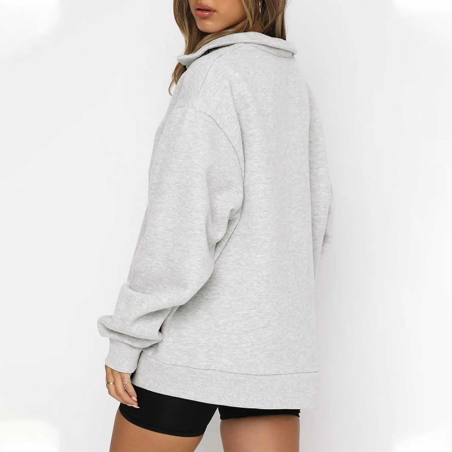 Womens Half Zip Pullover Oversized Sweatshirts Hoodies Fall Fashion Outfits 2024 Y2k Clothes
