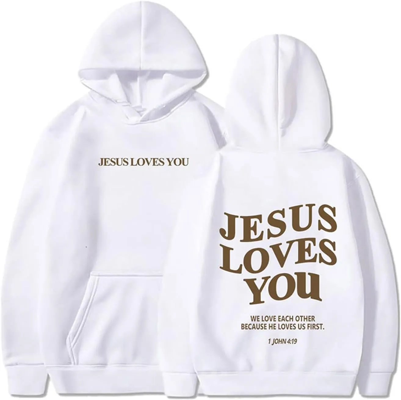 Womens Hoodies Pullover Jesus Loves You Letter Print Pullover Hoodie With Pocket Drop Shoulder Oversize Fall Winter Trendy