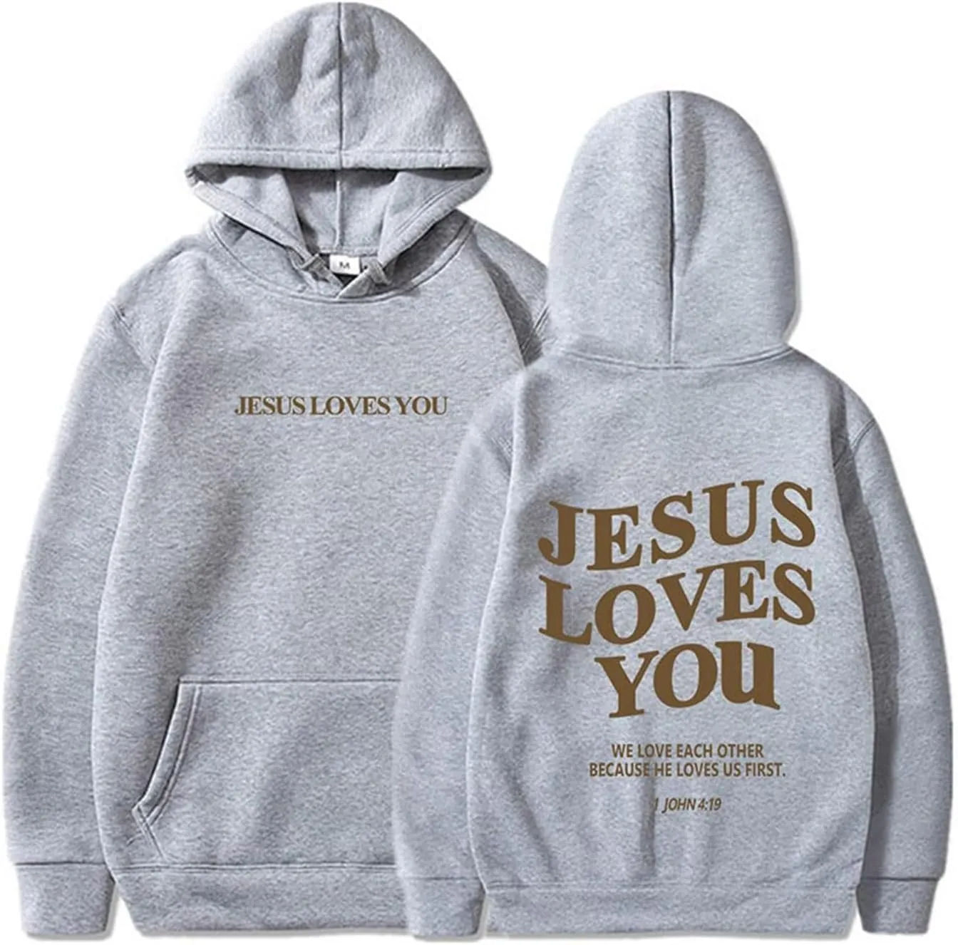 Womens Hoodies Pullover Jesus Loves You Letter Print Pullover Hoodie With Pocket Drop Shoulder Oversize Fall Winter Trendy