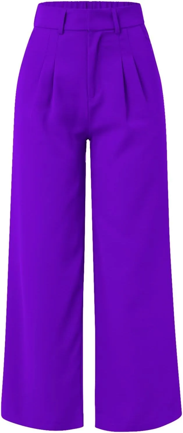 Womens Linen Blend Summer Loose Pants Elastic Waist Long Lounge Slim-Fit Palazzo Lounge Pants Beach