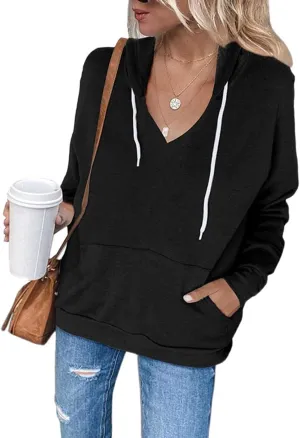Women's Loose Zip Up Hoodie Oversized Long Sleeve Solid Drawstring Hooded Sweatshirt Jackets Y2K Casual Outwear