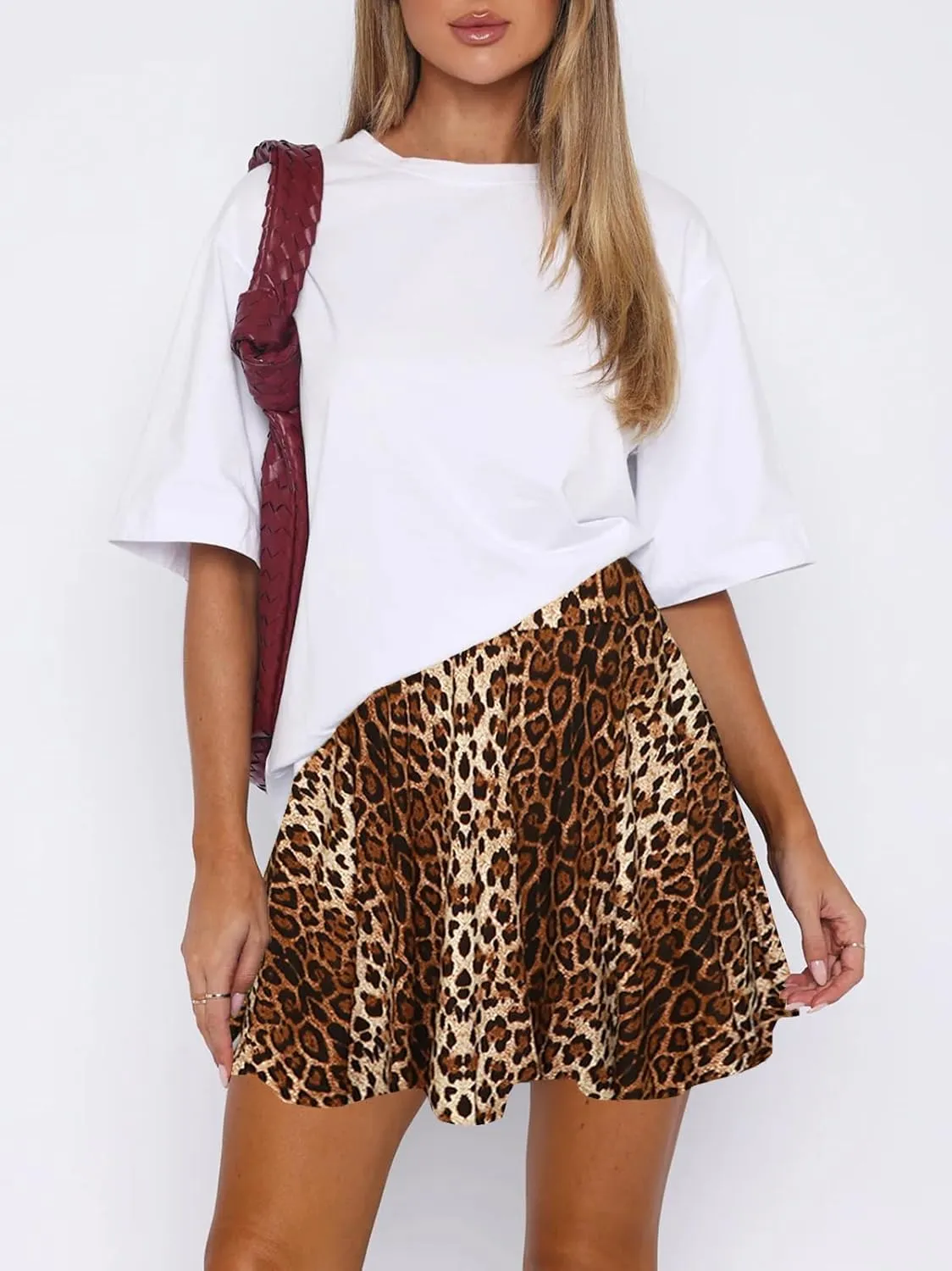 Women's Mini Skater Skorts Skirts - High Waisted Summer Y2K Pleated Flowy Athletic Flare Skirt with Shorts Underneath