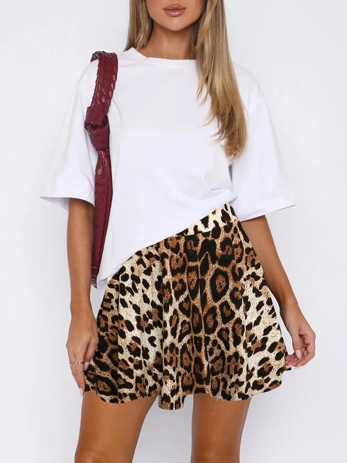 Women's Mini Skater Skorts Skirts - High Waisted Summer Y2K Pleated Flowy Athletic Flare Skirt with Shorts Underneath