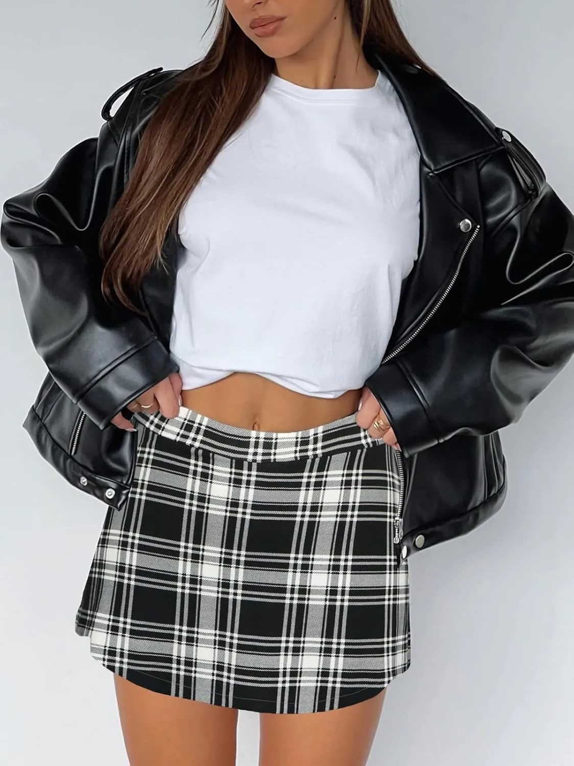 Women's Mini Skorts Skirts - Summer Casual Y2K High Waisted Bodycon A-Line Tennis Skirt with Shorts Underneath