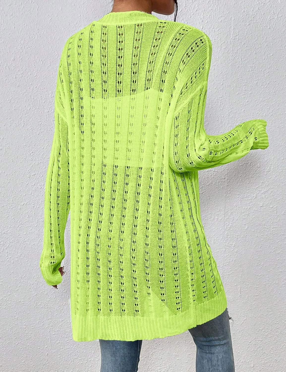 Womens Open Front Lightweight Cardigan Sweaters Crochet Long Sleeve Cardigans Summer Boho Beach Swimsuit Cover Up