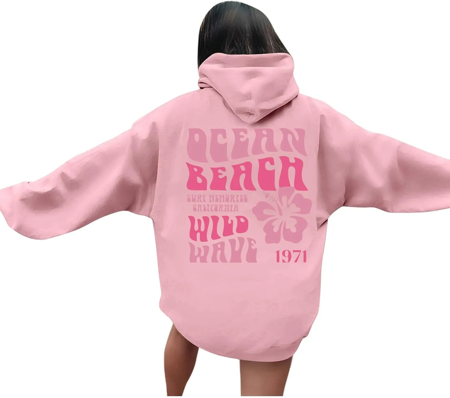 Women's Oversized Full Zip Hoodies Y2K Cute Preppy Graphic Zip Up Sweat Jackets For Teen Girls with Pockets