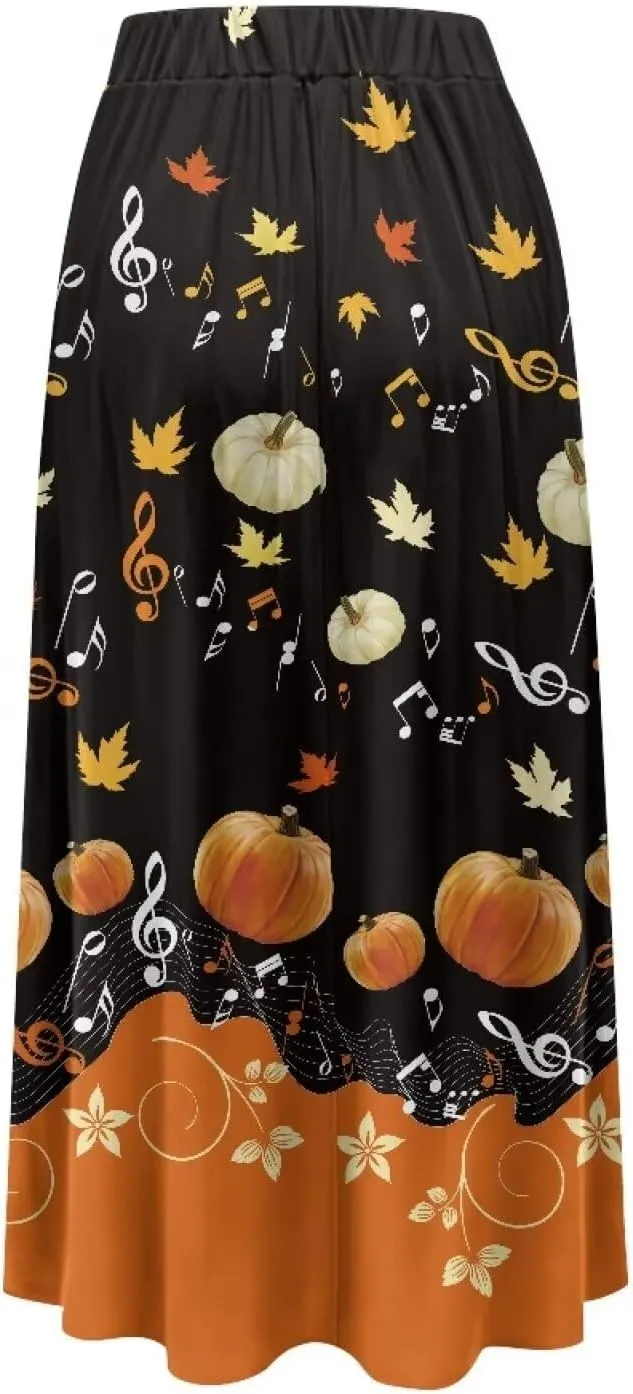 Womens Plus Size Maxi Skirt Casual High Waist Pleated Long Skirts 2024 with Pockets Ankle Length Flowy Swing