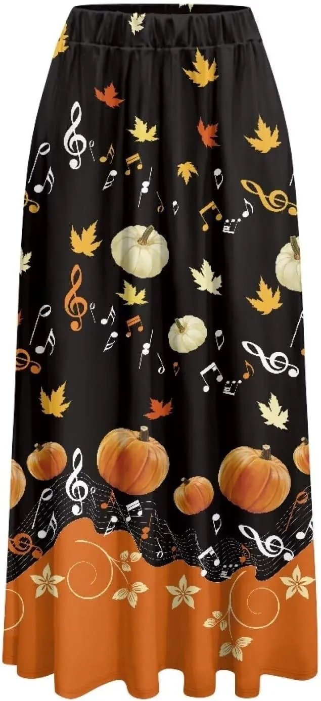 Womens Plus Size Maxi Skirt Casual High Waist Pleated Long Skirts 2024 with Pockets Ankle Length Flowy Swing