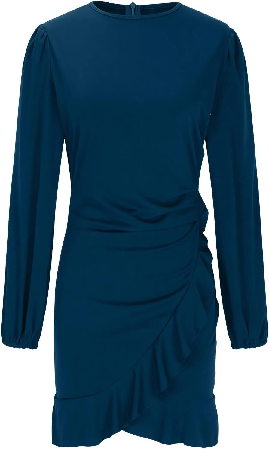 Women's Spring Casual Dress Ruffle Hem Elegant Flowy Vacation Gown 2025 Solid Short Sleeve Crewneck Mini Dresses
