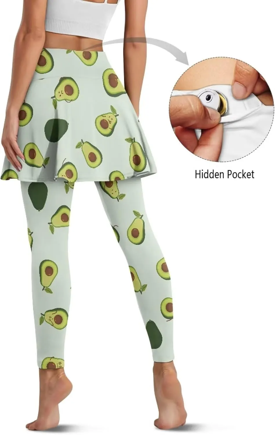 Women's Tennis Leggings with Skirts and Pockets Comfortable Soft High Waist Workout Yoga Pants Plus Size XS-3XL