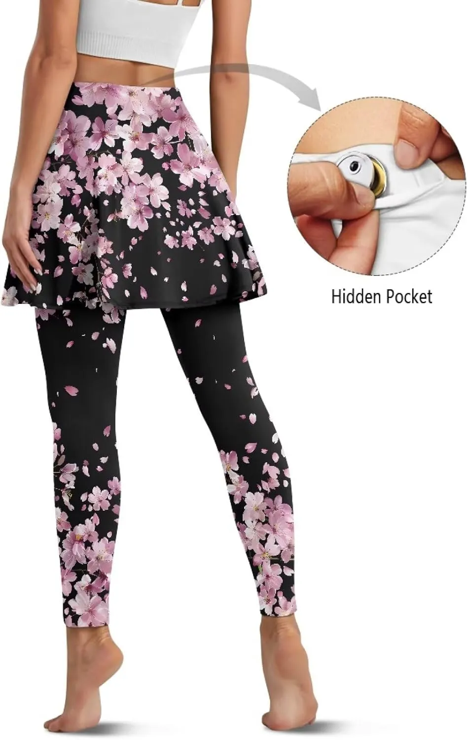 Women's Tennis Leggings with Skirts and Pockets Comfortable Soft High Waist Workout Yoga Pants Plus Size XS-3XL