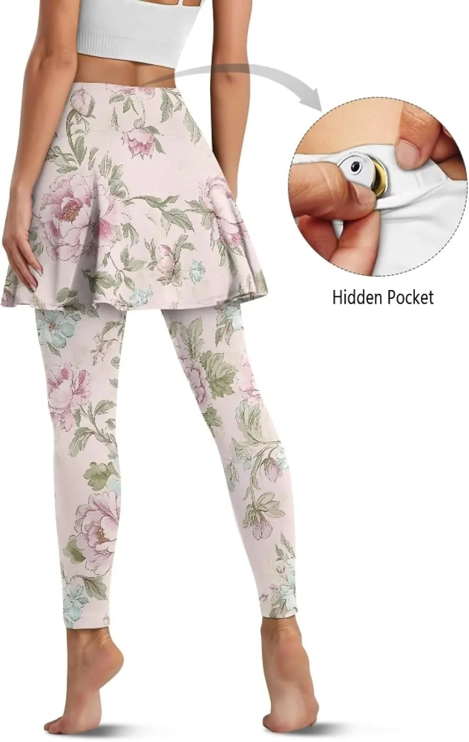 Women's Tennis Leggings with Skirts and Pockets Comfortable Soft High Waist Workout Yoga Pants Plus Size XS-3XL