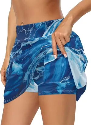 Womens Tennis Skirt High Waisted Athletic Skirts with Pockets Inner Shorts Quick Dry Golf Skort for Workout Casual